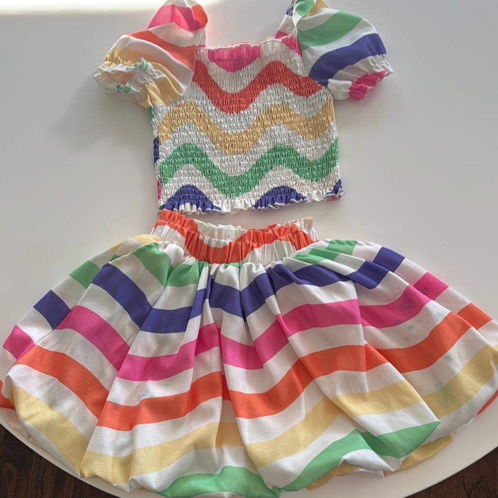 Lola + The Boys Rainbow Striped Dance Set